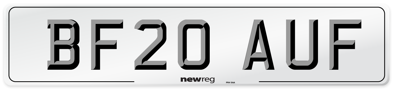BF20 AUF Number Plate from New Reg